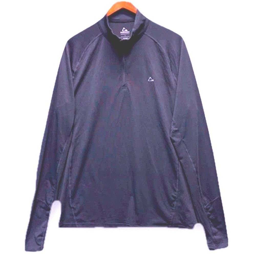 Paradox Mens Merino Wool Quarter Zip Base Layer Pullover Black Sweatshirt Size L
